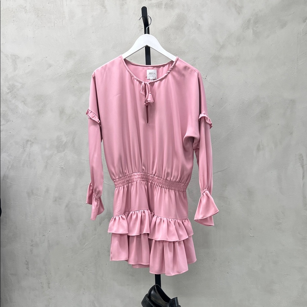 Misa Los Angeles Pink Ruffle Dress
